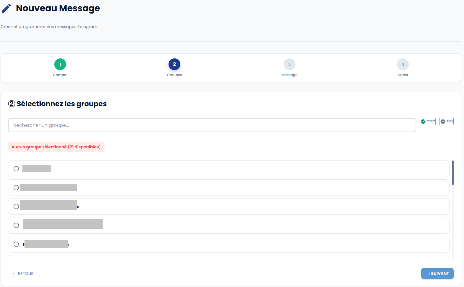 Étape 2 - Sélection